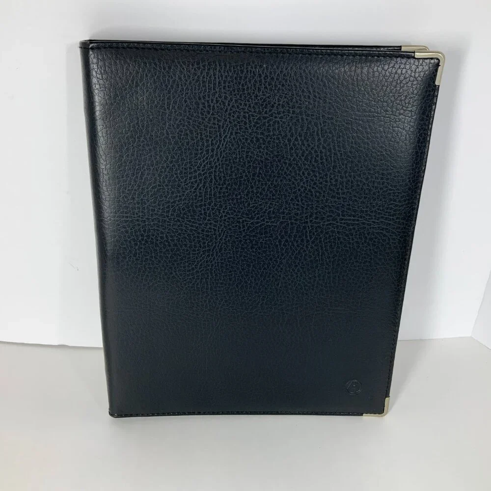 Avenues Vintage-Style Black Faux Leather 3-Ring Binder – Classic Office Organiza